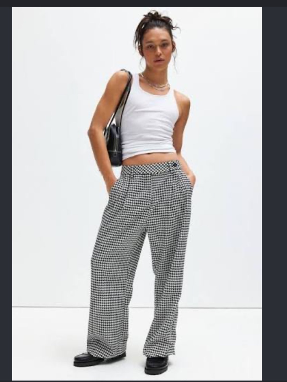 Urban Outfitters Wildfang Empower Houndstooth Wide Leg Dress Pants Trouser Sz 6.